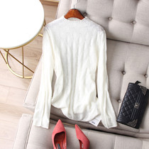 Aimar lace half high collar rugged solid wave pattern Jacquard Hollowed-out 100 hitch bottom stitch undershirt female autumn winter