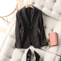 Thick retro Inn breath ~ temperament commute dark gill wool to fix a grain of buckle suits autumn and winter ladies