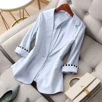 Come to GET summer New color jacket Knocks clear with light blue collared cuffs to fix up a grain of buttoned suit woman
