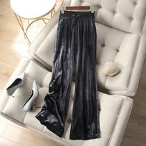 Good to wear Foreign style to explosive very thin light luxury gold velvet elastic waist drawstring tie wide leg pants womens trousers autumn and autumn