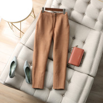 Upper leg trendy ideal single-to-commute casual double-sided wool Mid-Stitch Knead slim Harun pants Autumn Winter New