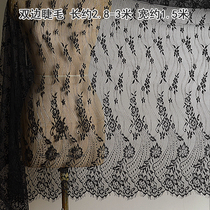 Special Price Black Striped Eyelash Lace fabric soft pro-skin one-piece dress Summer thin yarn fabric 3 m whole bar