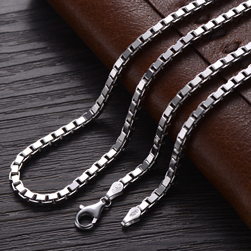 Upper Esteem Male Accessories 925 pure silver necklace coarse box Tsai chain men's accessories Chain hanging pendant ring silver chain matching chain