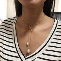 Europe Centennial Royal Family Majorica Brief Lukewarm Feng Shui Drop Pearl Necklace Female small crowdsourced design High level