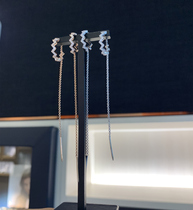 European counter trend brand APM MONACO simple tassel Z-shaped Zircon 925 sterling silver ear clip ear line