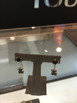 European light extravagant brand TOUS Peach Silk Bear Minimalist temperament double wear spinel Black Manau 925 pure silver ear nail woman