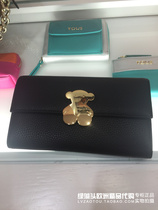 Spanish TOUS Peach Cubs Classic Little Bear Black Bull Leather Hand with long purse