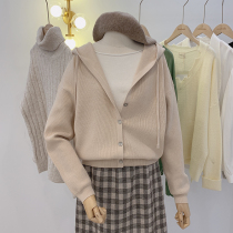Lolora hipster autumn coat women 2021 New temperament long sleeve top casual knitted hooded cardigan