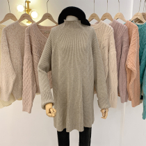 Llora Stand Collar Knit Women 2021 Winter New Loose Thick Lazy Top Long Sweater