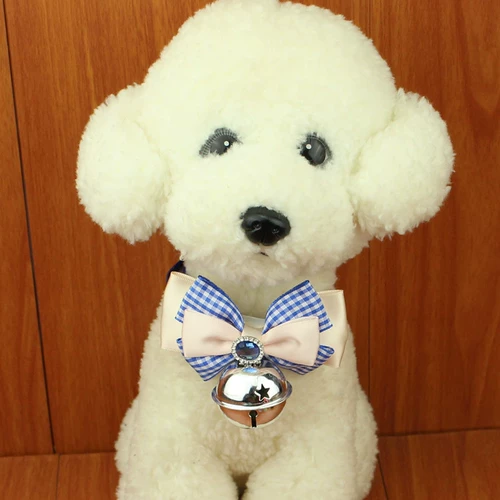 Синяя галстук-бабочка ручной работы, колокольчик с бантиком, аксессуар, домашний питомец