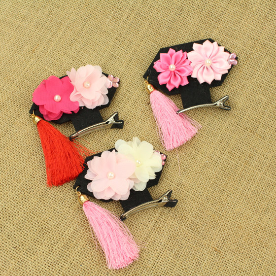 Pet hair clip funny COS grid flag head dog head flower decoration cat supplies Teddy VIP bear Yorkshire