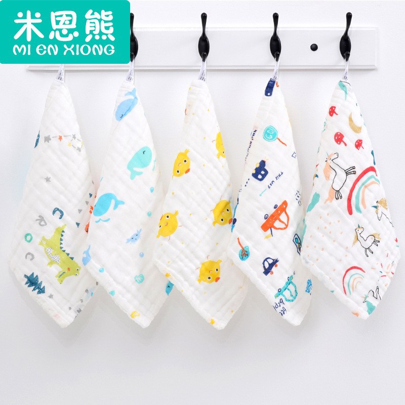 Pure cotton small square towels with six layers of high dense yarn cloth towels newborn baby baby spat towel with baby wash face towel-Taobao