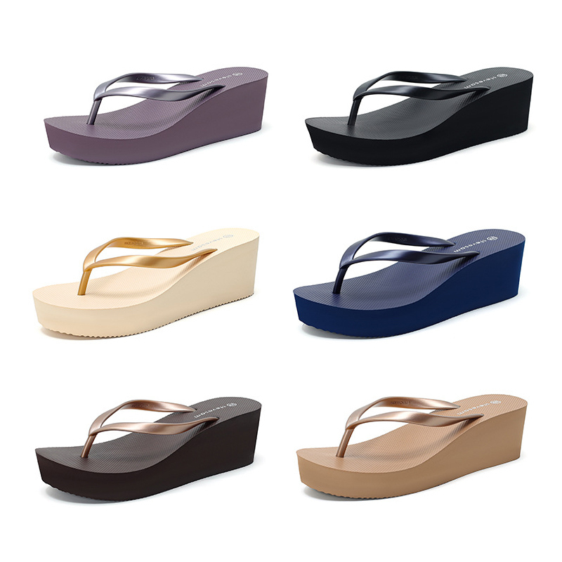 Stevesam 6cm Height-Increasing Flip-Flops for Women, Summer Outdoor Wear, Thick-Soled Wedge Beach Non-Slip Flip-Flops