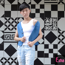 Taiwan Esha lycra cotton comfortable micro-elastic big chest show small handsome t pullover long vest corset#LTC02