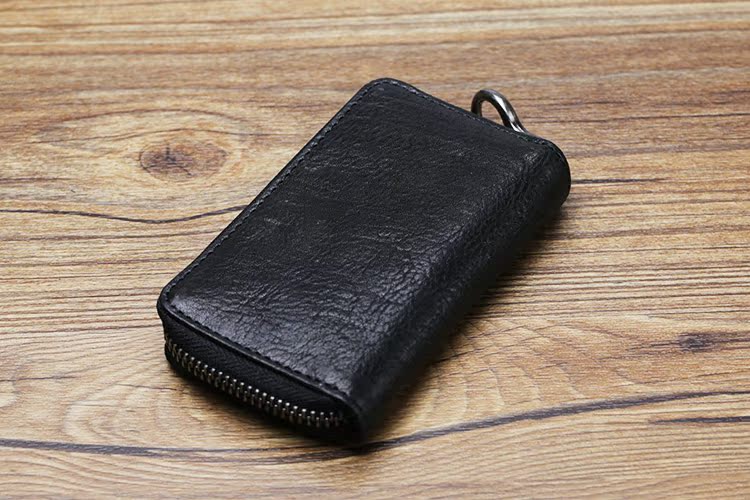 Đàn ông Vintage Zipper Túi da Túi da Đa năng Túi khóa Thẻ ngân hàng Gói công suất lớn Túi điều khiển từ xa - Trường hợp chính ví nữ đẹp 