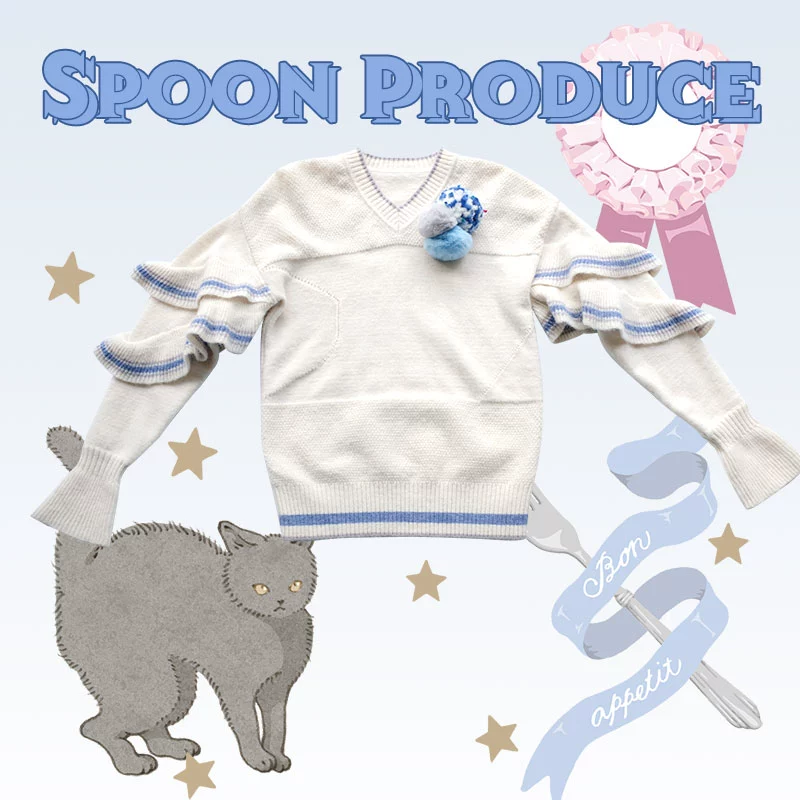 SPOON Milky White Gold Silk Rabbit Velvet Anti-pilling Snow White Double Lotus Leaf Tay áo Tóc bóng Trâm cài áo len nữ - Trâm cài