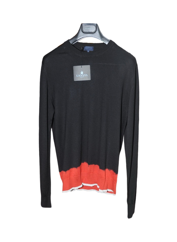 Lanvin 16Ss Rare and Stylish Black and Red Gradient Spring-Summer Lightweight Design Round-Neck Wool Sweater Size XS
