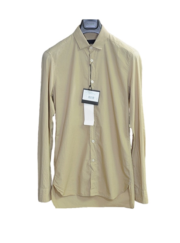 Lanvin Spring/Summer Lightweight Design Double-Layered Small Square Collar Khaki Slim-Fit Shirt It44