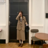 Весенние штаны, юбка, универсальный комплект для отдыха, костюм, свободный прямой крой, в британском стиле