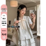 Lu Xiaotuan вертикальная полосатая рубашка с короткими рукавами и костюм для женщин в 2025 году летняя новая корейская темпераментная одежда