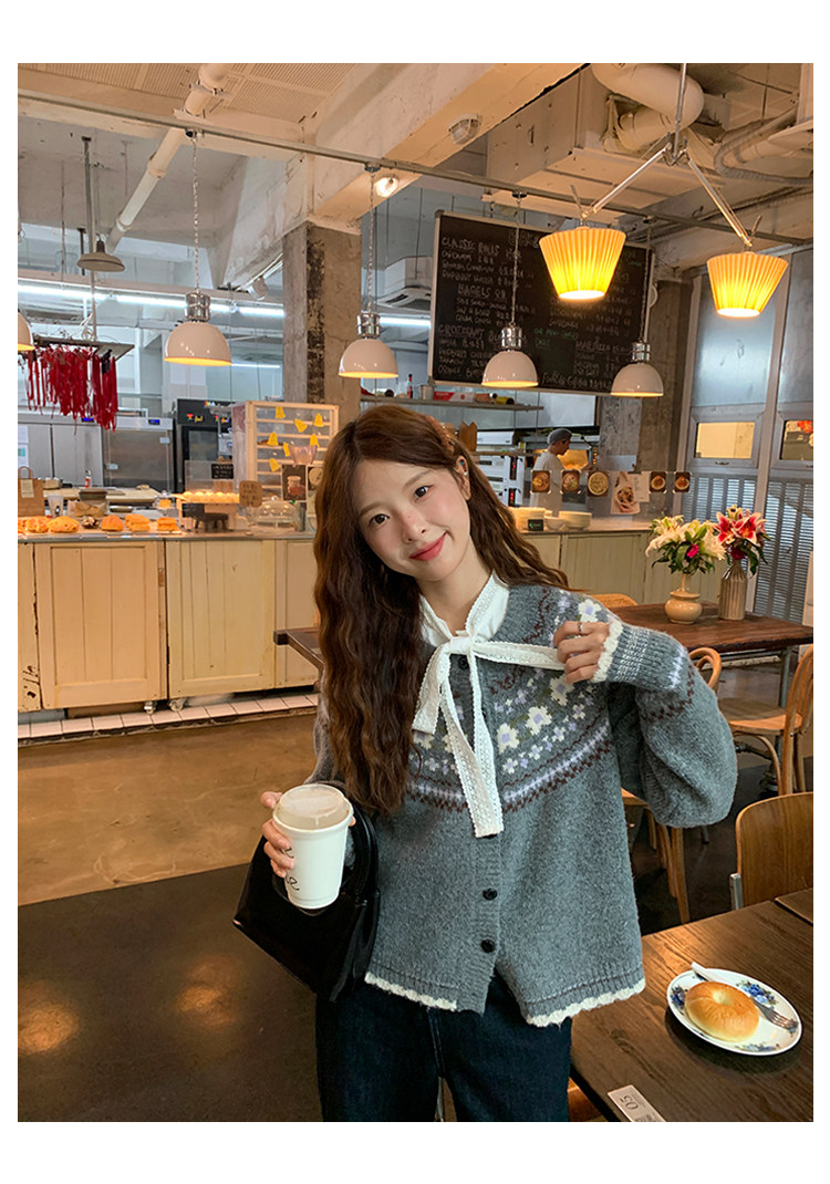 토지 작은 그룹 공정한 섬 스웨터 오픈 가디건 디자인 센스 한 부서 부드러운 레트로 분위기 센스 느긋한 슬림해 보이는 여성 코트 상세 이미지 21