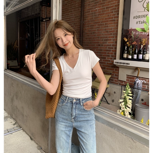 Летняя сексуальная футболка, V-образный вырез