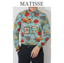 New Korea East Gate Retro Gentleman European Station English Style Casual Shirt Tide Men Long Sleeve Flower Shirt