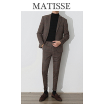 Day series retro plaid Korean version Leisure trends Mens Inn Wind dress Suits Suit Jacket Small Suit Suit