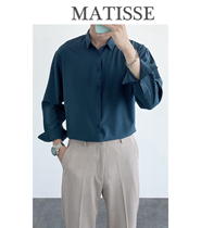 2021 light mature style mens versatile English style slim body wind trend pointed collar shirt