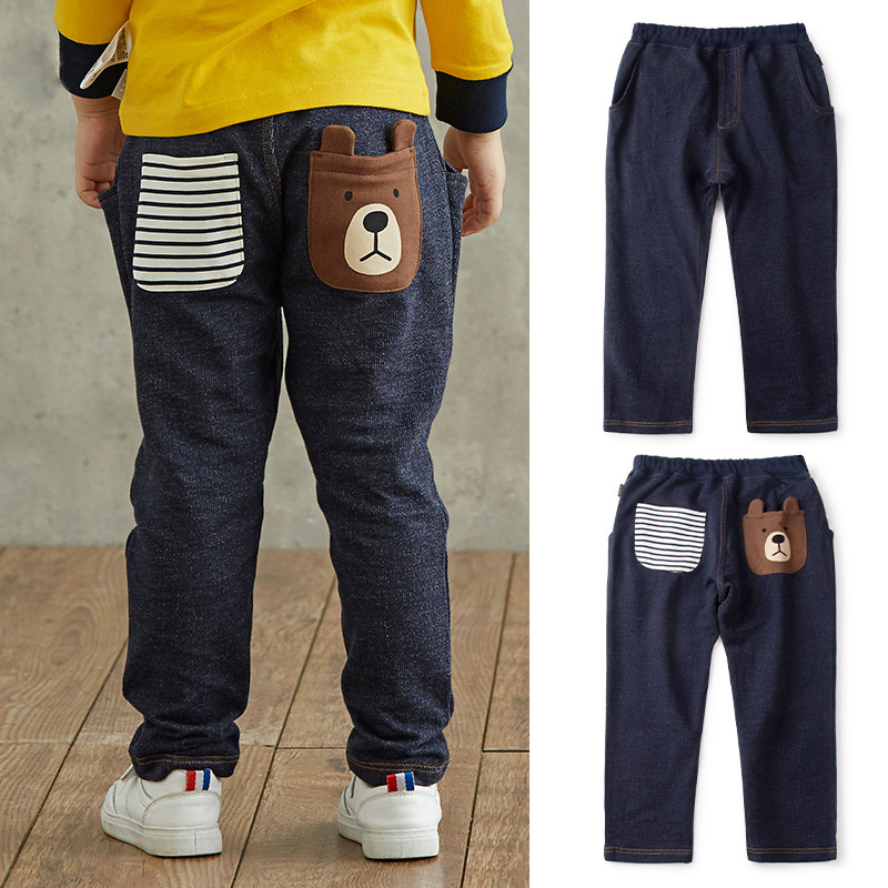Children's pure cotton wool circle pants male and female child imitation denim jeans spring autumn money baby outside wearing casual pants one thousand anecdotts