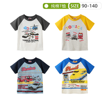 Exit Japan Summer boy T-shirt Children pure cotton half sleeve shirt Cartoon car pattern thin short sleeve blouse