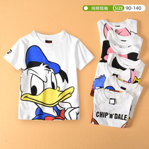Summer Childrens pure cotton cartoon T-shirt male and female slim down half sleeve shirt round collar short sleeve blouse 90-140 yard day