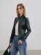 Yufeng Yoga Spanish imported lambskin anti-suede simple slim-fit stand-up collar leather short jacket