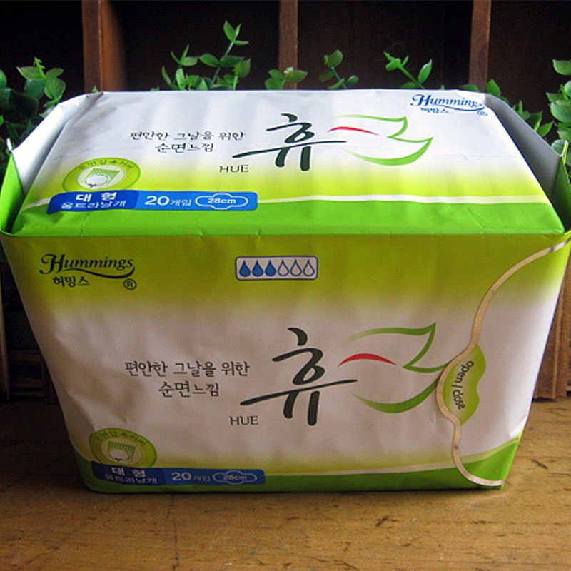 South Korea Hemings Hugh night sanitary napkin 280MM pure cotton fragrance-free anti-allergic strong absorption no fluorescent agent