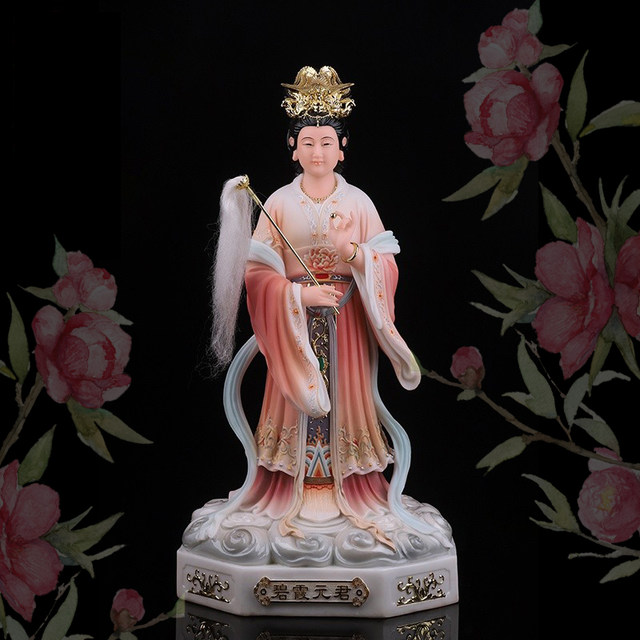 Standing Bixia Yuanjun Goddess Statue Resin White Marble Dongyue Taishan Grandma Taishan Our Lady Home Worship Decoration