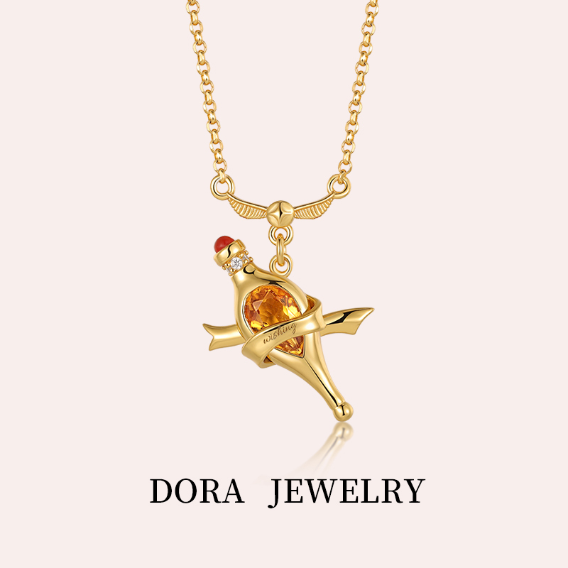 Dora Jewelry [Fortune Agent] Lucky Wishing Bottle Harry Potter Impression Series Natural Gemstone Necklace