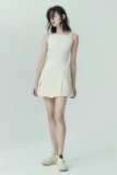 [FUSSED 22SS cotton pleated dress 奶白纯棉褶皱肌理连衣裙 短款]