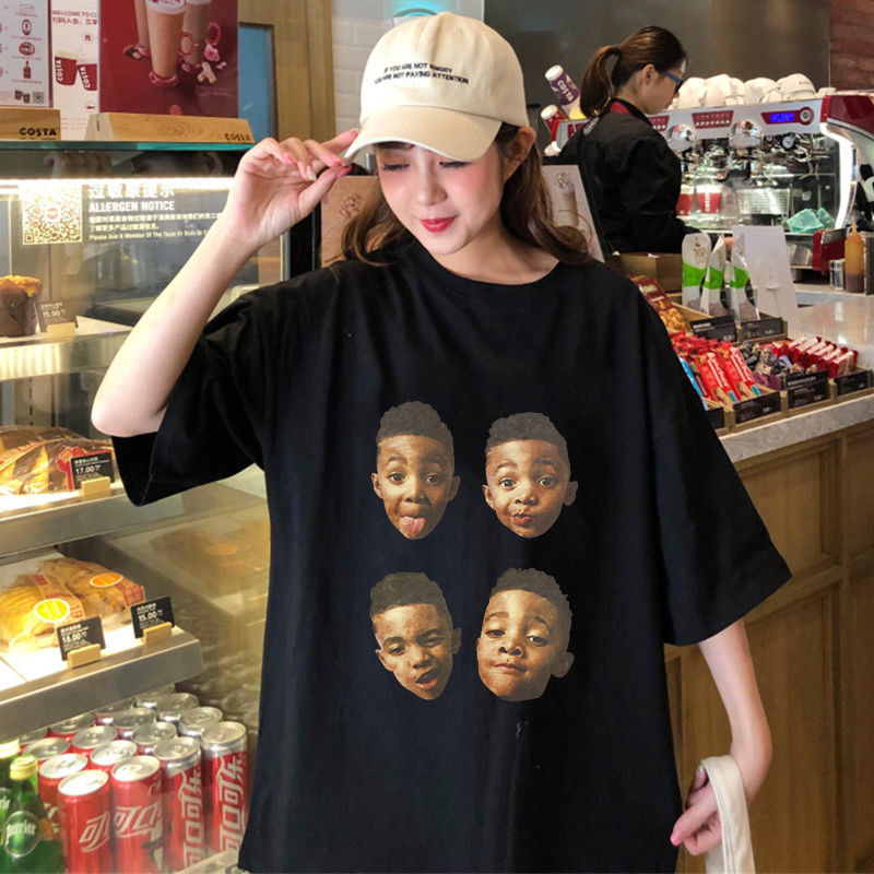 ins2019 mùa xuân váy mùa hè bf harajuku gió cộng dài tay quần áo t-shirt nhung dày bảo vệ phụ nữ lỏng lẻo Hàn Quốc phiên bản của trường mỏng