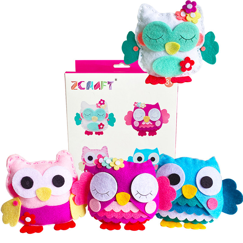 Children's hand-sewn non-woven cartoon animal owl pendant girl puzzle DIY felt cloth material package