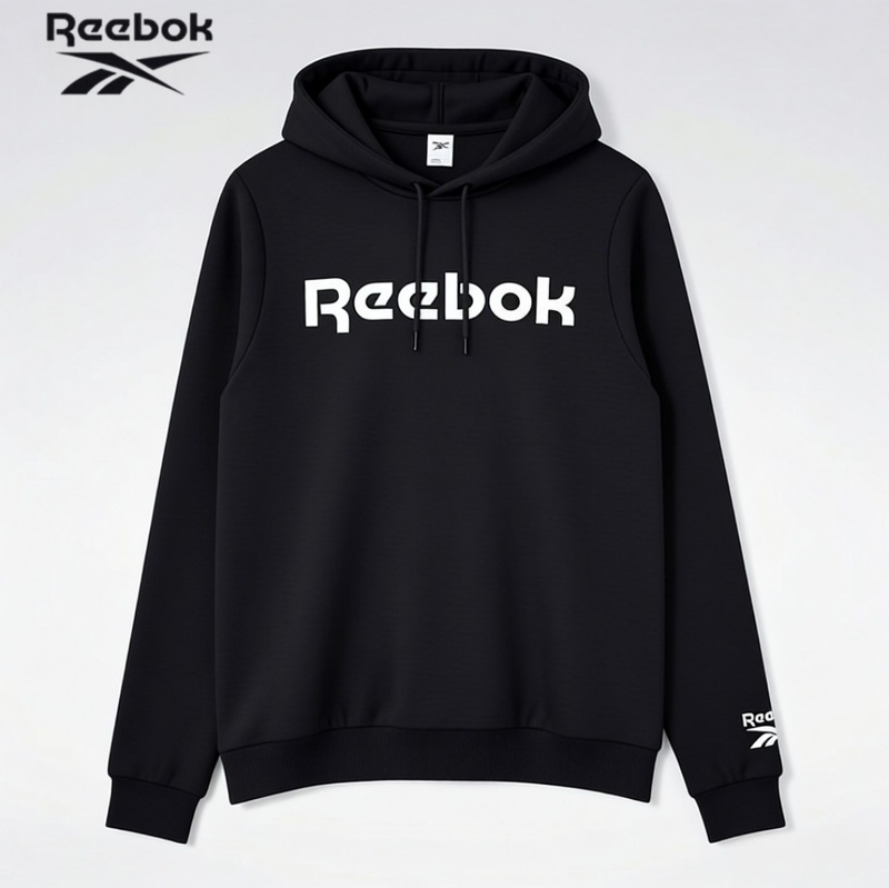 Reebok Genuine Women's Multi-Color Soft Hooded Long-Sleeve Sports High-Waisted Regular Sweatshirt Pullover with Large Logo