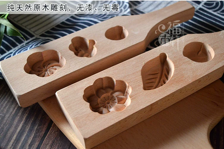 Mini Leaf Plum Blossom Mungbean Cake Pumpkin Pie Iced Moondding Gỗ Nhật Bản DIY Creative Hand Mold