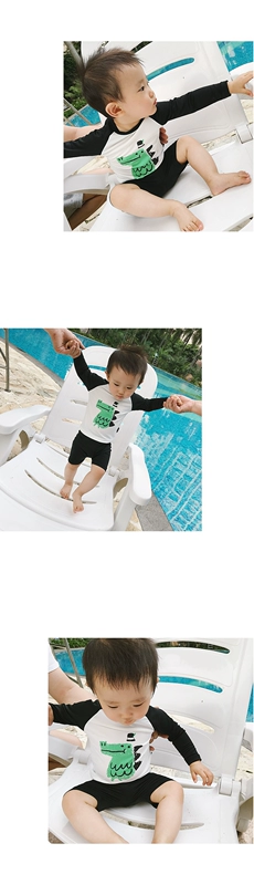 milimom baby babysuit áo tắm khủng long phù hợp với trẻ em áo tắm dài tay + quần short áo tắm bộ 2 mảnh - Đồ bơi trẻ em