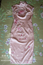  Original heavy industry hand-pushed embroidery embroidered cheongsam daily skirt Slim-fitting dress Toast bridesmaid banquet cheongsam