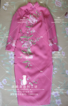 Autumn and winter cheongsam retro Republic of China 7-point sleeve high-end cashmere heavy industry embroidery improved Chinese cheongsam