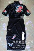  Original heavy industry hand-pushed embroidery embroidered cheongsam daily skirt Slim-fitting dress Bridesmaid banquet cheongsam dress