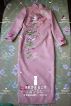  Autumn and winter thickened cheongsam Premium cashmere hand-pushed embroidery Traditional Chinese dress cheongsam Long cheongsam
