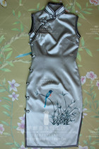  Spring and Summer Republic of China style New Chinese style improved cheongsam Silk hand embroidered cheongsam dress