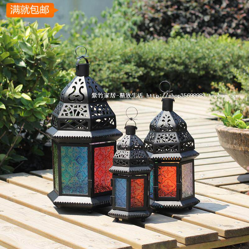 New products hot selling mysterious Moroccan customs windproof lamps * lanterns * candle candle holders * iron art candlestick * Wedding candlestick