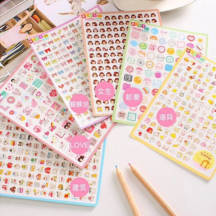 Beautiful Sticker Mini Factory Cute Cartoon Diary Stickers DIY Decorative Stickers 6 Picks 2 in