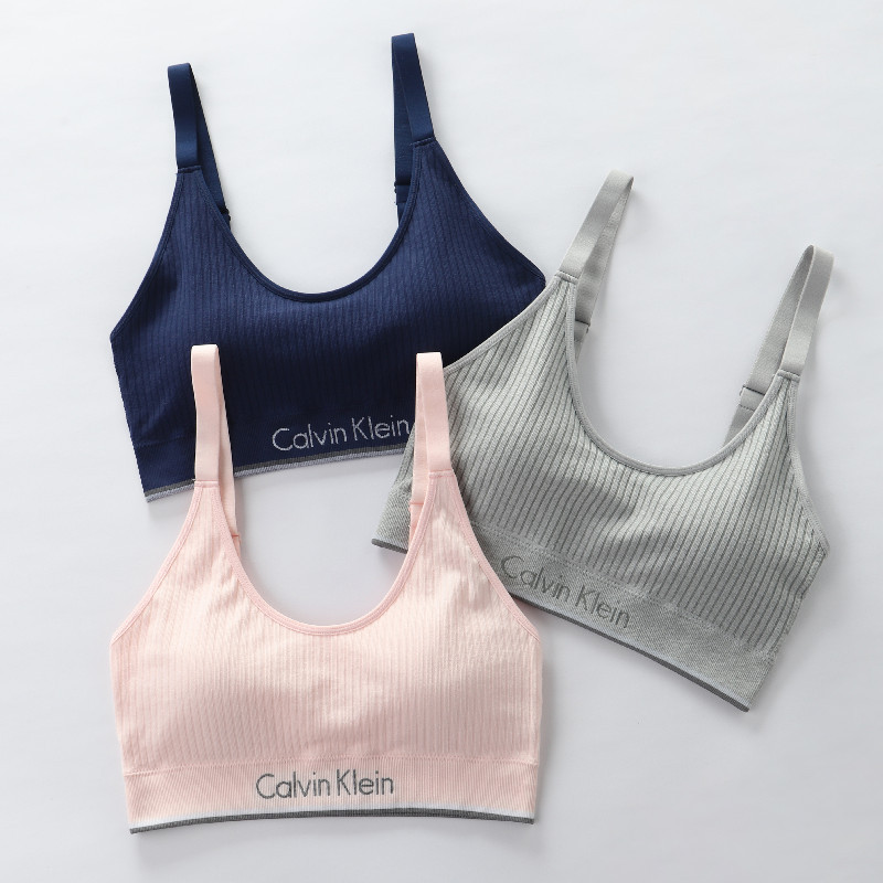 Zhao Sisi's Same Style Wireless Vest-Style Ck Calvin Klein Sports Bra, Soft and Comfortable with Removable Chest Pads